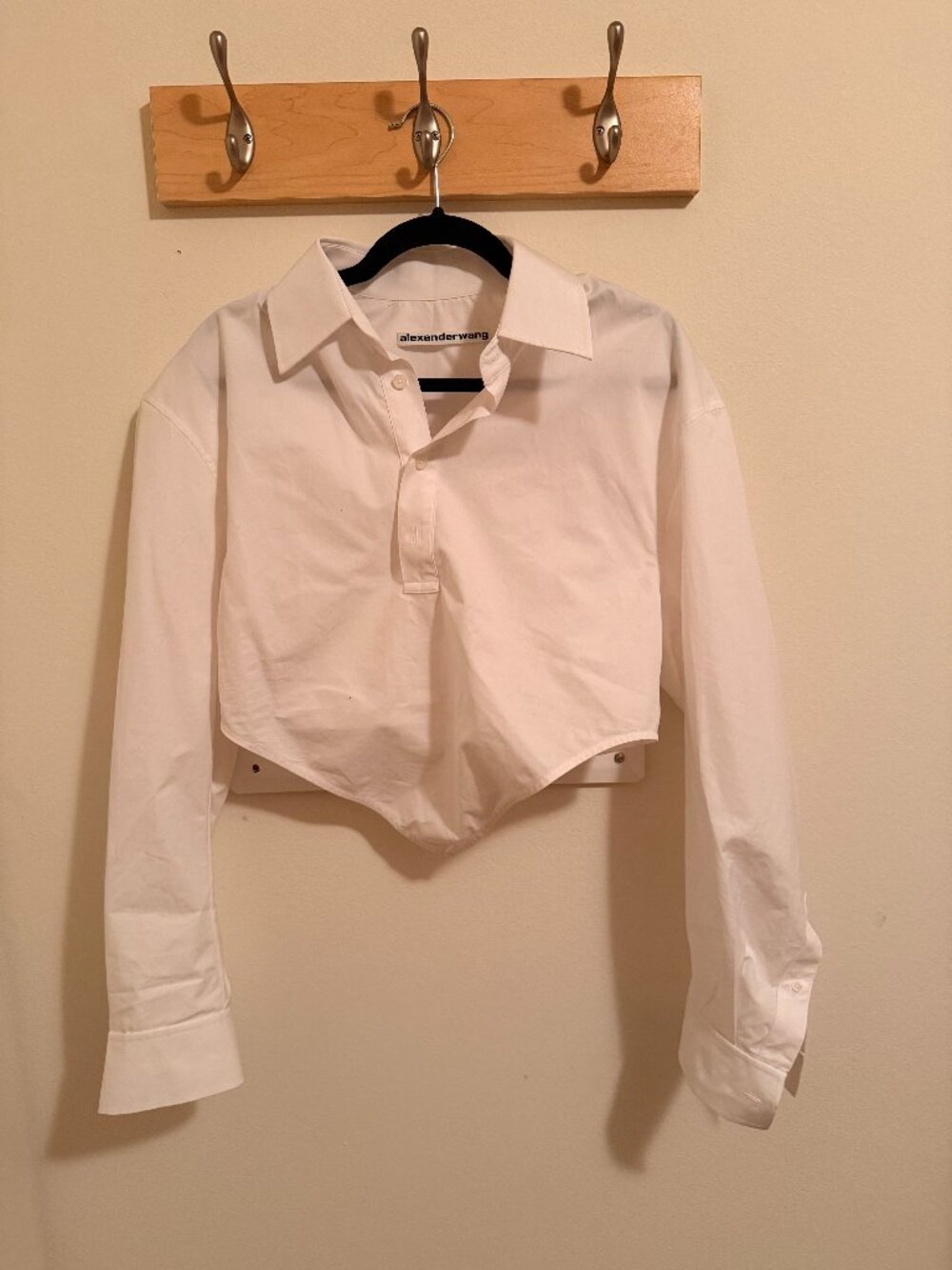 Alexander Wang Cropped White Button-Down Shirt Bodysuit